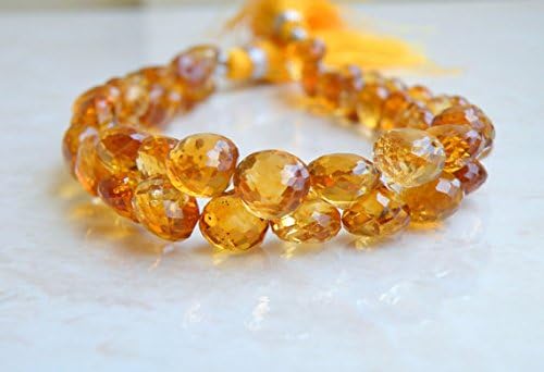 Madeira Citrine Gemstone Faceted Onion Briolette 6.5 to 7.5mm 27 beads