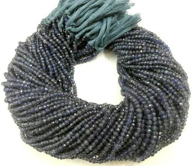 3-4 mm Faceted Iolite Rondelle Beads 13
