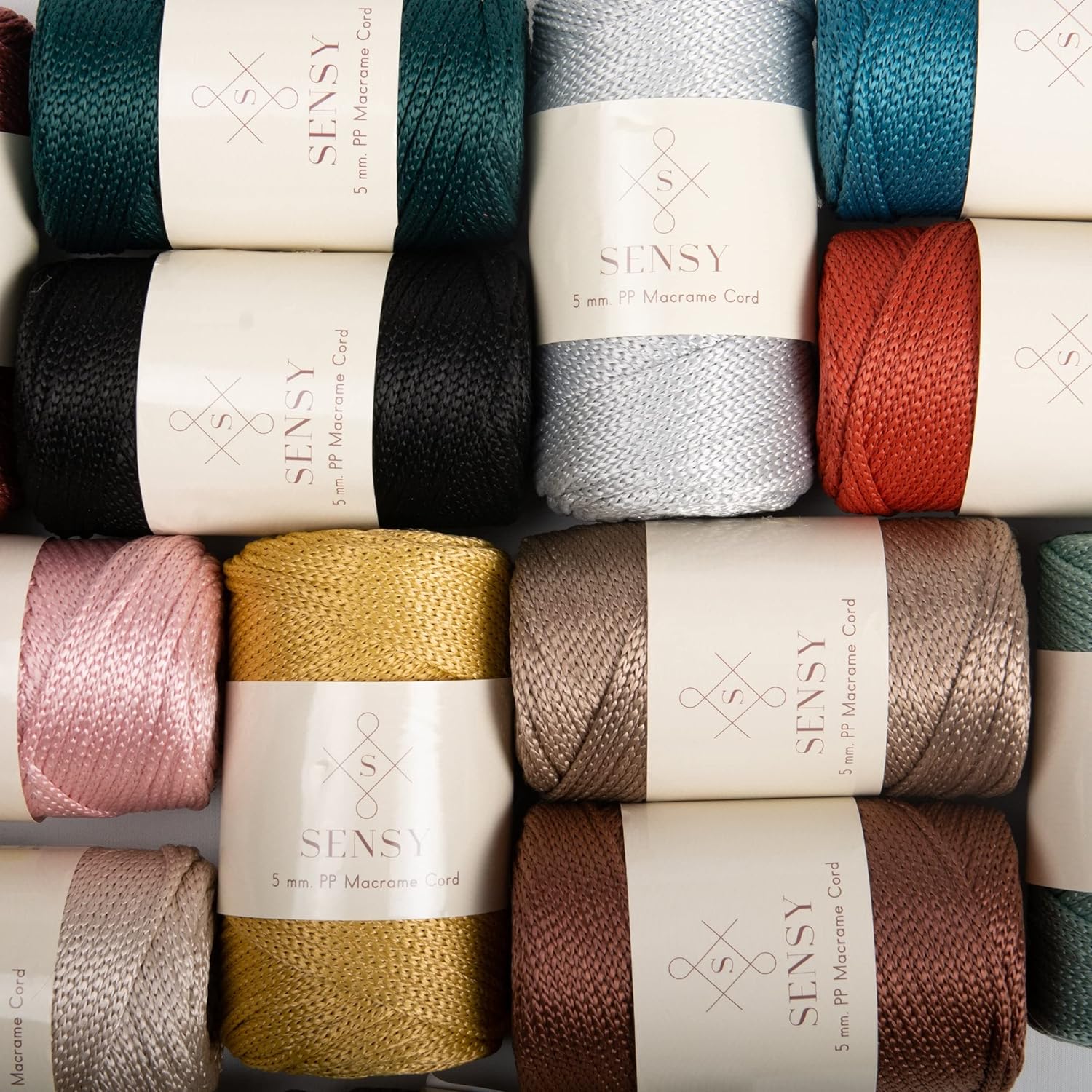 4 Skeins of Sensy Premium 5mm 104 Yards Polyester Rope 100% Polypropylene Cord Macrame Cord 5mm Crochet Bag Cord Macrame Rope Crochet Thread Gift for Knitter (Latte)