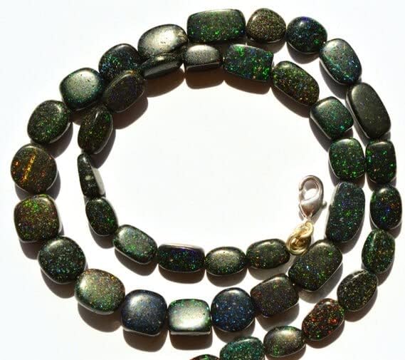 1 Strand Natural Australian Natural Black Matrix Opal 6 to 7MM Broad & 8 to 13MM Long Nugget Bead 18