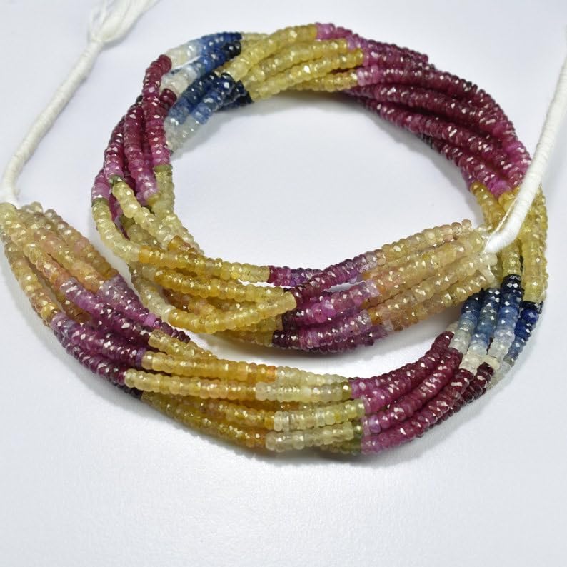 Natural Multi Precious tyre Faceted Beads 4-4.25mm 16 inch Long String Jewelry Making Gemstone Beads for Necklace Bracelet