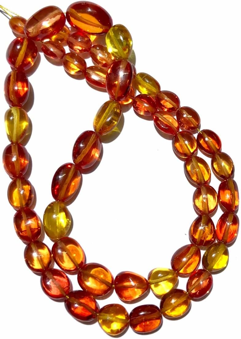 Natural PADPARADSCHA Sapphire Oval Smooth Beads 5-8 MM 16 inch Long String Jewelry Making Gemstone Beads for Necklace Bracelet