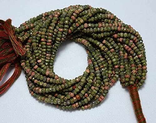 BEADS GEMSTONE 5 Strands Unakite Beads, Faceted Rondelle Beads, Unakite Rondelle 4mm Beads, Gemstone Beads, 13 Inch Code-HIGH-24488