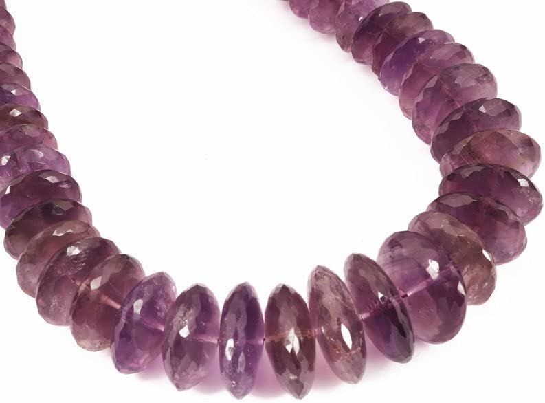 13 inch Strand of Natural gem Amethyst, 22x8-12x5mm Button Faceted Beads for DIY Jewelry Making. | Beads_03886