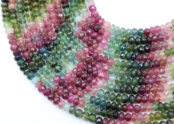 Multi Tourmaline Faceted Rondelle Beads 6.5mm Multi Tourmaline Faceted Rondelle Beads Wholesale Beads for Making Jwelery