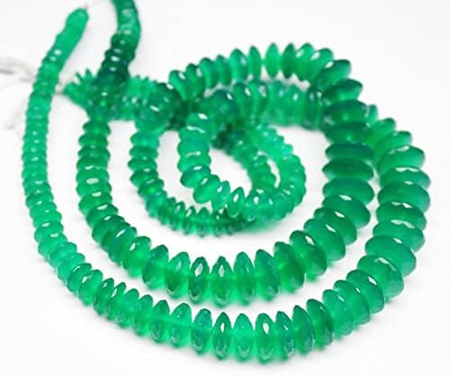 13 inch Strand of Natural gem Green Onyx, 4-10mm disc Faceted Beads for DIY Jewelry Making. | Beads_04401