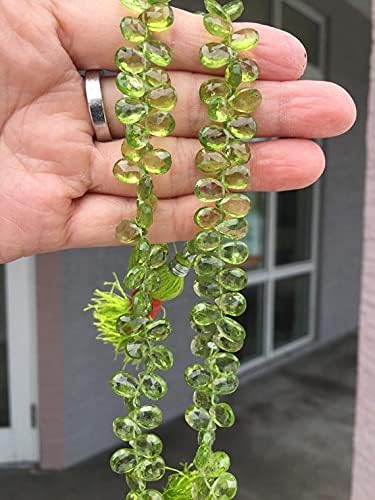 Full Strand 8 inches Natural Peridot Facet pear 6x9-6x10 mm