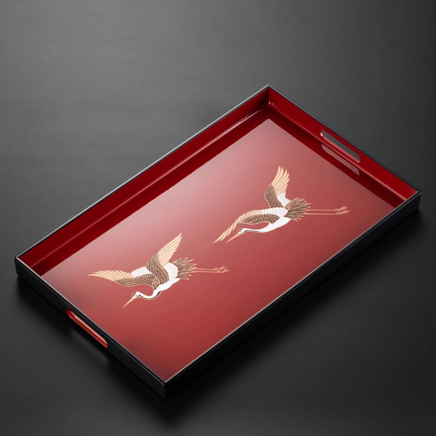 Foodtray Shanjia Lacquerware Zhu Yuhe Tea Tray Household Set Rectangular Dessert Lacquer Dining Serving