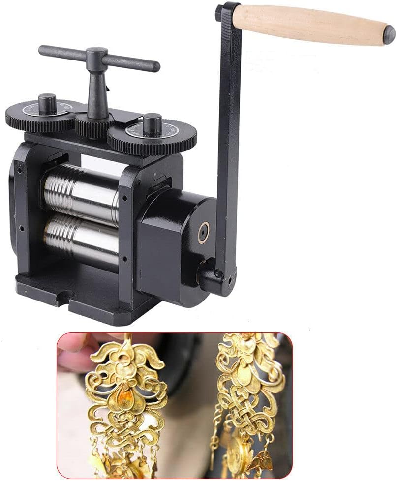 DNYSYSJ Jewelry Rolling Mill Machine - Professional Manual Rolling Mills for DIY Jewelry Making, Black, 4