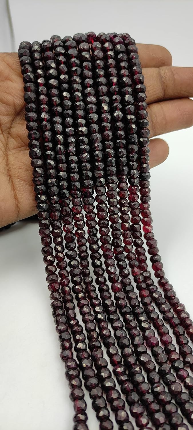 Hanumat Gems Lot of 2 Strand Beautiful Natural Red Garnet Faceted Rondelle Shape Gemstone Beads,Garnet Rondelle Beads,Garnet Faceted Beads,5.00-6.00 MM Beads,13 Inches Strand