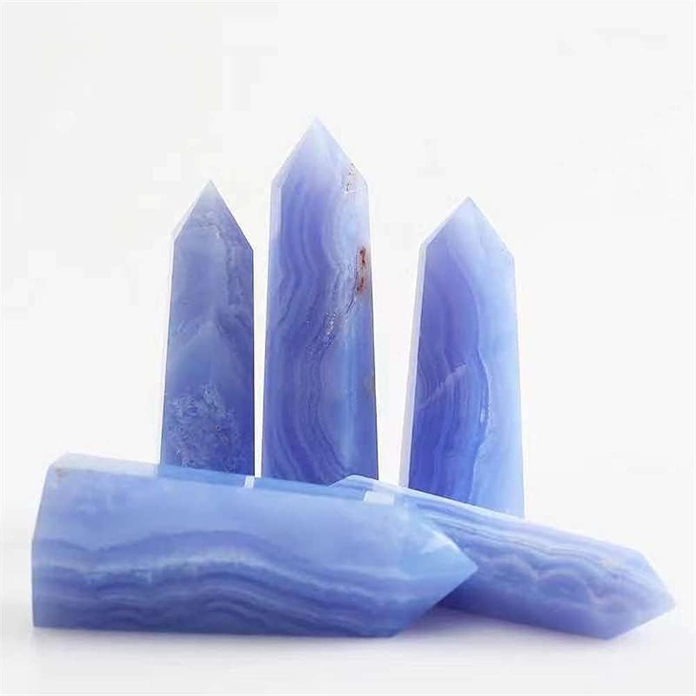 ASPROD Beautiful Crystal 1pc Natural Blue Lace Agate Druzy Tower Crystals Stones Point 55mm-90mm Primary Stones and Minerals (Size : 1PC 86mm-90mm)