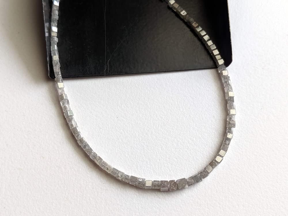 1.5-2.5mm Gray Diamond Cube Beads, Natural Gray Diamond Faceted Cube Beads, Gray Diamond Cubes for Necklace (2IN To 8IN Options) - PPD399, 1.5-2.5 MM Approx.