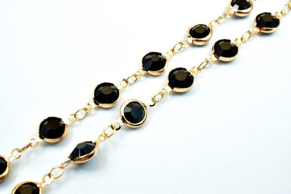 18K Pinky Gold Filled EP Chain Beaded Chain, Cable Chain Rhinestone Width 7mm Thickness 3mm Findings Sold by Foot PGF32