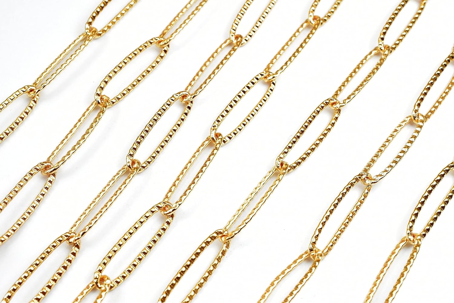 Gold Filled EP Paper Clip Cable Link Diamond Cut Chain 18k findings Customize a Necklace Sold by Foot Unfinished Chain