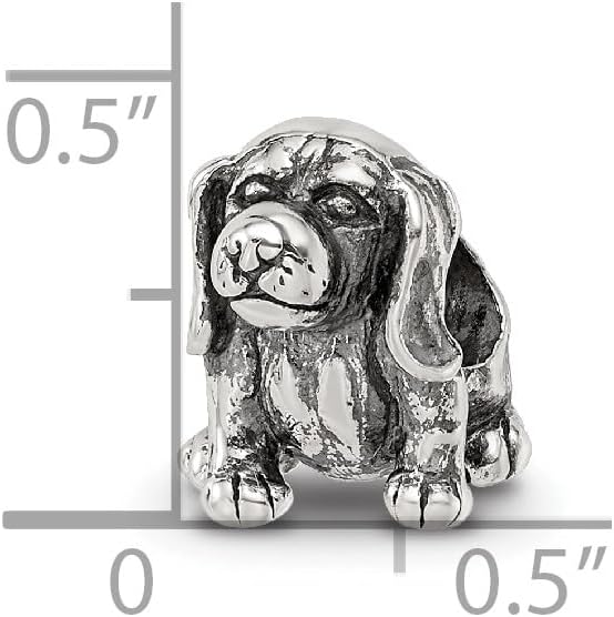 Solid 925 Sterling Silver Reflections Beagle Bead (9.1mm x 10.9mm)