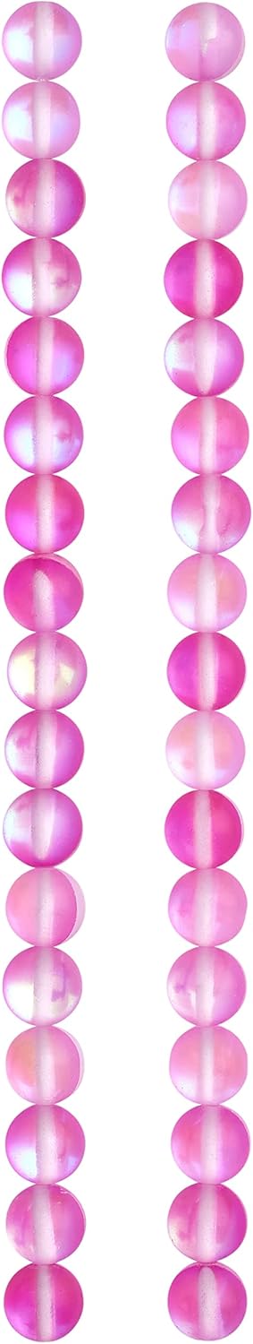 Bead Landing Matte Pink Synthetic Opal Glass Round Beads, 8mm, 12 Pack