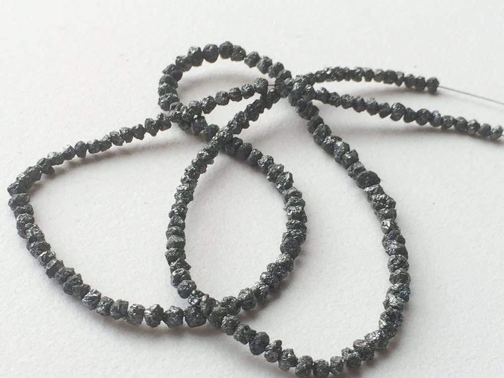 3-4mm Black Rough Diamonds, Black Raw Diamond Beads, Black Uncut Diamonds, Raw Black Diamond Beads For Jewelry (4IN To 16IN Options), 3 MM - 4 MM