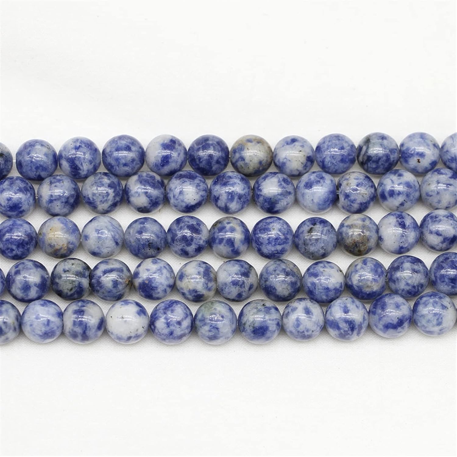 Crystal Crystal Accessories DIY Natural Blue Point Loose Beads Round Beads DIY Bracelet Jewelry Accessories semi-Finished Beading Home Collections(Color:Beige,Size:8mm)