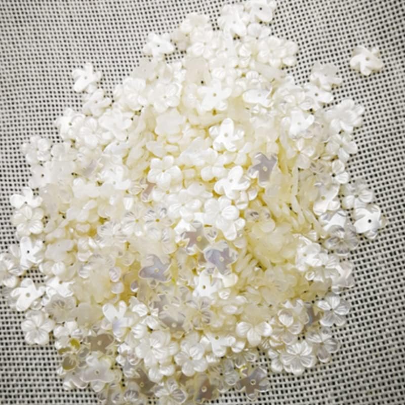 Davitu Hill_San Lotus 10mm 5 Flower Mother of Pearl Shell Beads for DIY Jewelry - (Color: White, Item Diameter: 12mm)