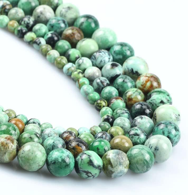 Natural Stone Green Variscite Beads 6 8 10 12MM Round Loose Beads for Jewelry Making DIY Bracelet Necklace Jewellery 15 Inches - (Item Diameter: 12mm 30pcs Beads)