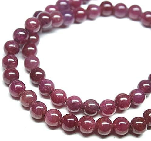 Natural Genuine Red Ruby Smooth Round Ball Gemstone Craft Loose Beads Strand Necklace 16
