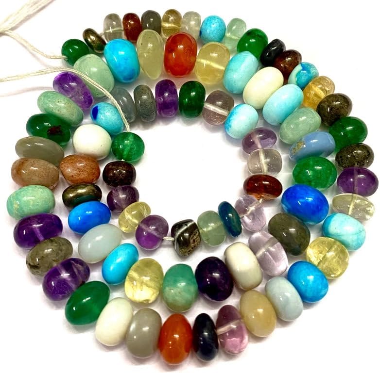 Natural Multi gameston rondelle soomth Beads 6x10mm 18 inch Long String Jewelry Making Gemstone Beads for Necklace Bracelet