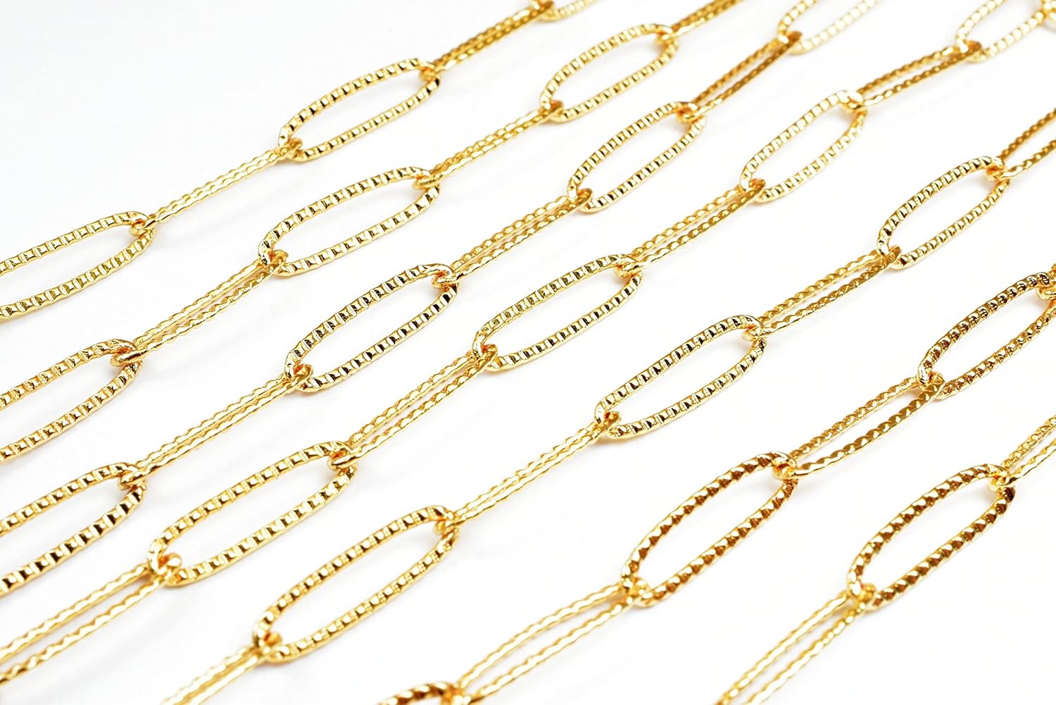 Gold Filled EP Paper Clip Cable Link Diamond Cut Chain 18k findings Customize a Necklace Sold by Foot Unfinished Chain