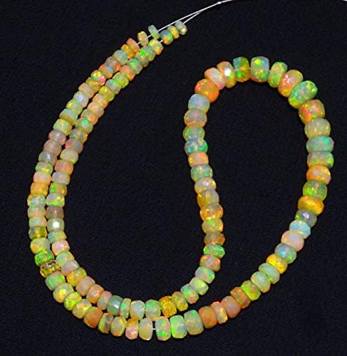 13 inch Strand of Natural gem Ethiopian Opal, 4-7mm rondelle Faceted Beads for DIY Jewelry Making. | Beads_03835