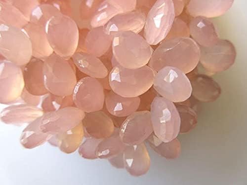 7 inch Strand of Natural Chalcedony 10-11mm pear Faceted briolette Beads for DIY Jewelry Making. |BRIO_01841