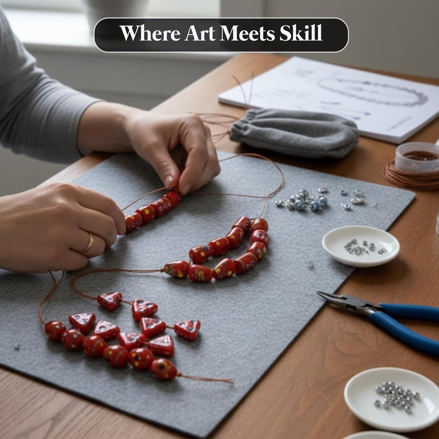 Red Glass Beads for Jewelry Making, Handmade Lampwork Beads with Decorative Patterns, DIY Craft Supplies (20)