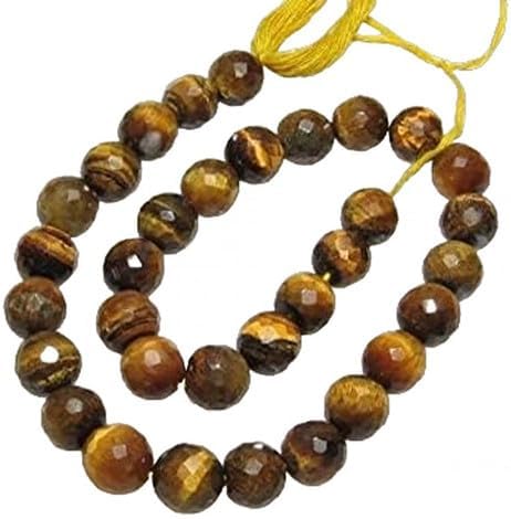 Tiger Eye - Micro Faceted Round Ball Beads - Size 8 mm 10 inches Long lot of 10 Strands CHIK-STRD-96493
