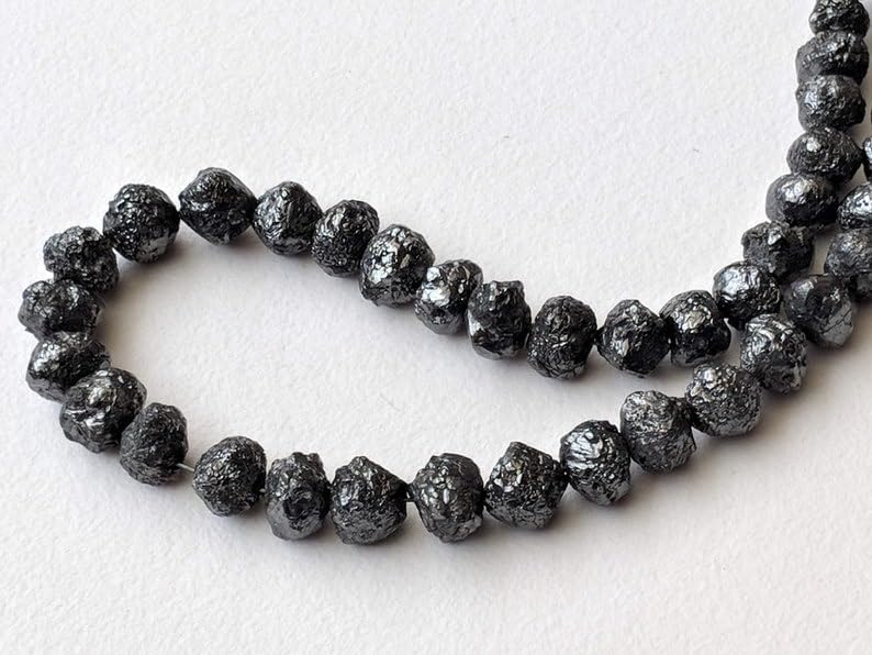 5-7mm Black Raw Diamond Beads, Black Diamond Rondelles, Diamond Beads, Black Diamond Rondelle For Necklace (4IN To 16IN Options)- PPD175, 5-7 MM