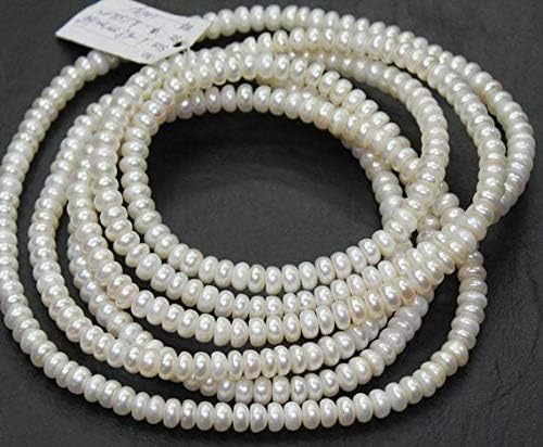 White Pearl rondelle Smooth 14'' Long Strand Gemstone Beads, Jewelry Supplies for Jewelry Making, Bulk Beads, for Meditation Jewellery Gemstone 6mm