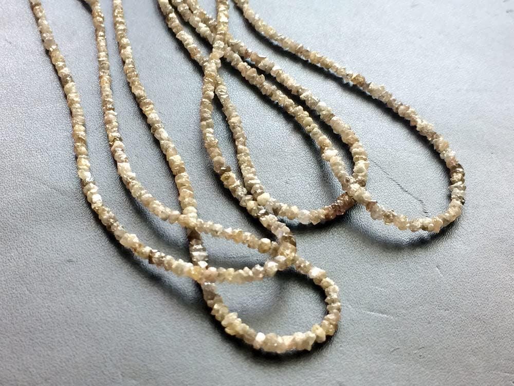 2-3mm Champagne Brown Rough Diamond Chip Beads, Champagne Brown Raw Diamond, Raw Uncut Diamond Beads For Jewelry (4IN To 16IN Options), 2-3 MM
