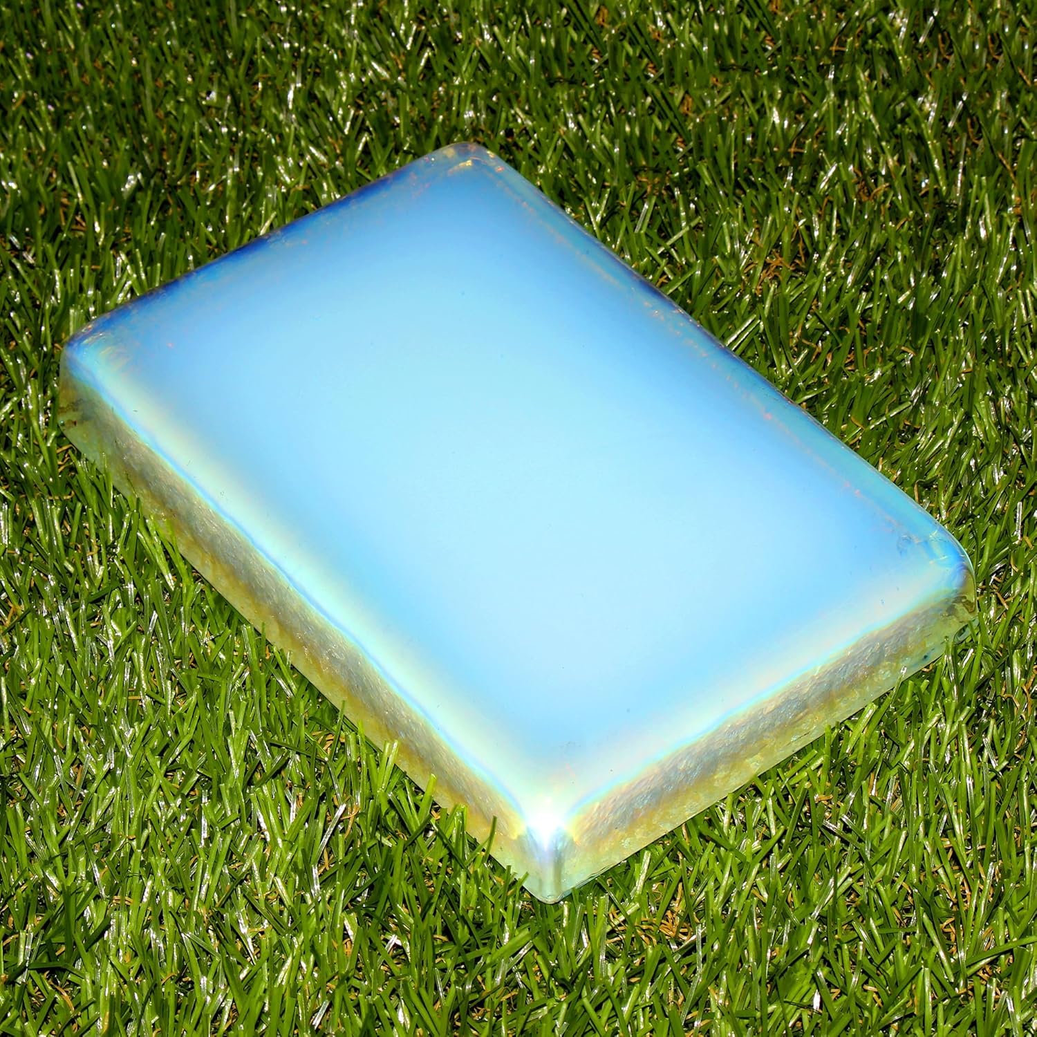 REAL-GEMS Opalite Real Blue Energy Chunk Slab 16 cm 1126 Grams for Office Decoration