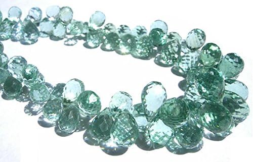 13 inch natural beads strand of 8x5-10x7mm faceted drop green quartz gemstone briolletes beads for DIY jewelry - necklace, bracelet, earring, ring.