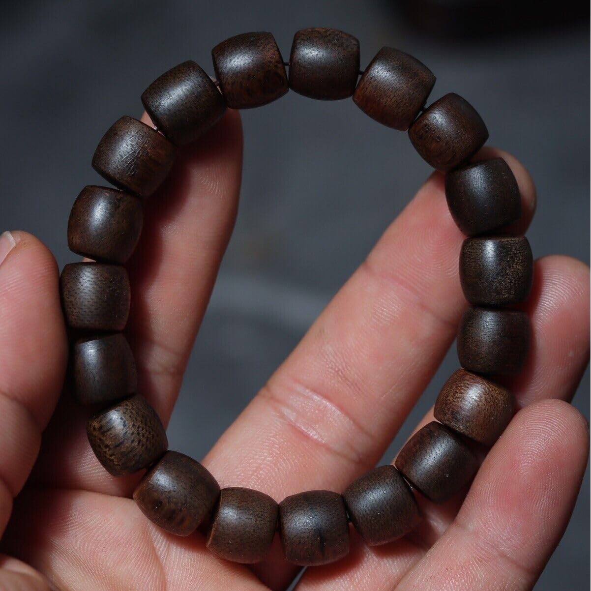 Agarwood 10mm×17pcs Fusen Red Earth Agarwood Drum Beads Nine Points Sinking Buddha Beads