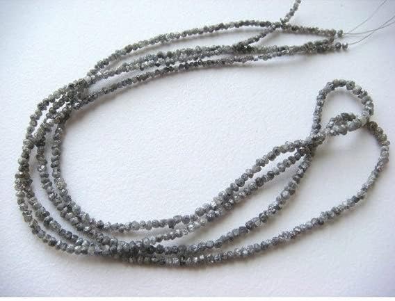 1mm to 2mm Natural Round Gray Raw Diamond Beads, Rough Diamond Rondelle Beads, Gray Diamond Beads, Diamond For Jewelry (4IN To 16IN), 1 MM - 2 MM