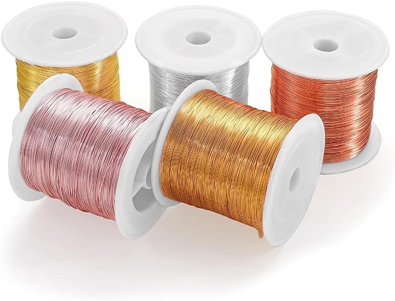 OP 60-640m 0.3-1mm Copper Wire Colorfast Beading Wire Cord Jewelry String for DIY Craft Making Jewelry Cord String Accessories T108 (Color : Gold, Size : 0.6x200m)