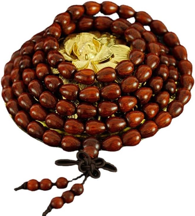 Mascot Wooden Crafts Wood Carving Art Wood Decoration Artwork 小叶紫檀水滴佛珠手串手链 男女7*9 108mm(小叶紫檀水滴佛珠手链)