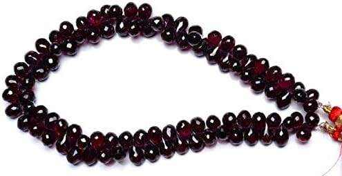 13 inch natural beads strand of 7x5-8x6mm faceted teardrop rhodolite garnet gemstone briolletes beads for DIY jewelry - necklace, bracelet, earring, ring.