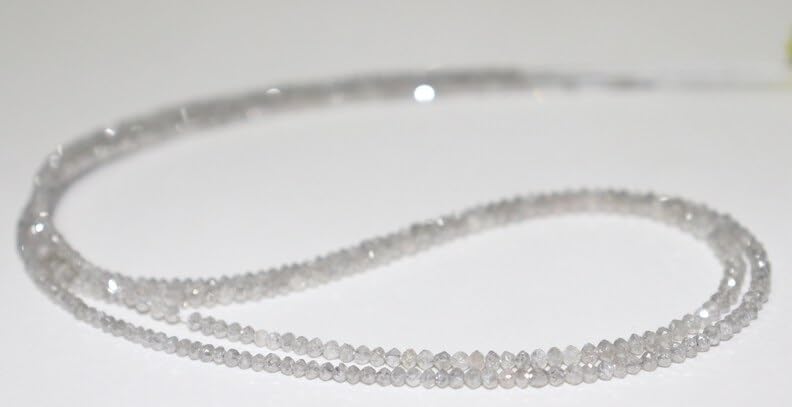 AAA +Natural Gray Diamond Faceted Rondelle Beads, 2mm Gray Faceted Rondelle Diamond Beads for Jewelry Making Crafts
