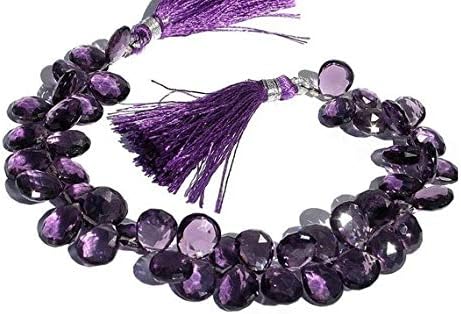13 inch natural beads strand of 8x7-12x10mm faceted pear amethyst gemstone briolletes beads for DIY jewelry - necklace, bracelet, earring, ring.