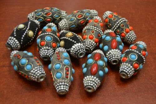 12 PCS Handmade ASSORT LAC Metal Beading Beads #548 Fast Free Supply