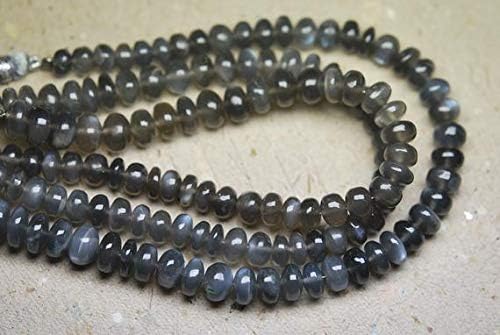 8 Inch Strand, Grey Moonstone Smooth Rondelles,7-8mm Size Code-HIGH-66115