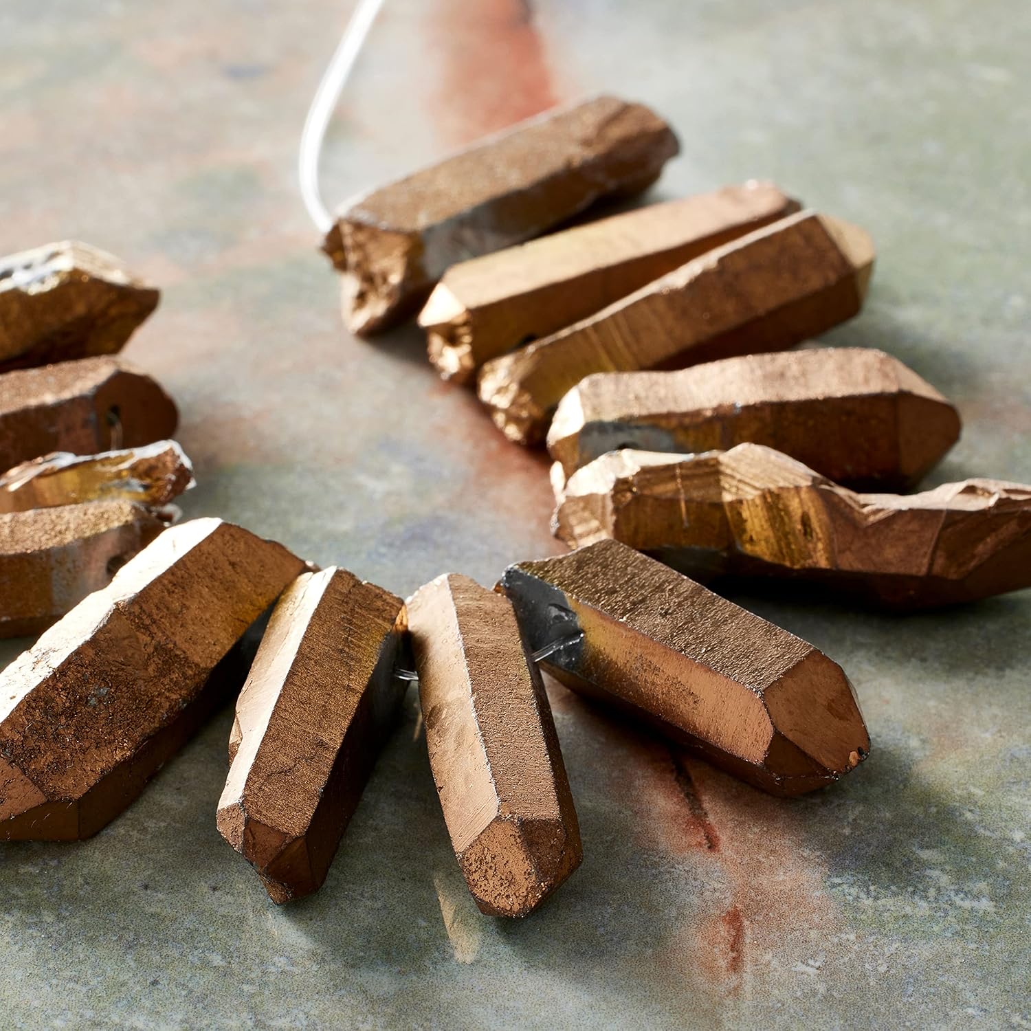 Bead Landing Bronze Luster Crystal Quartz Stick Beads, 12 Pack