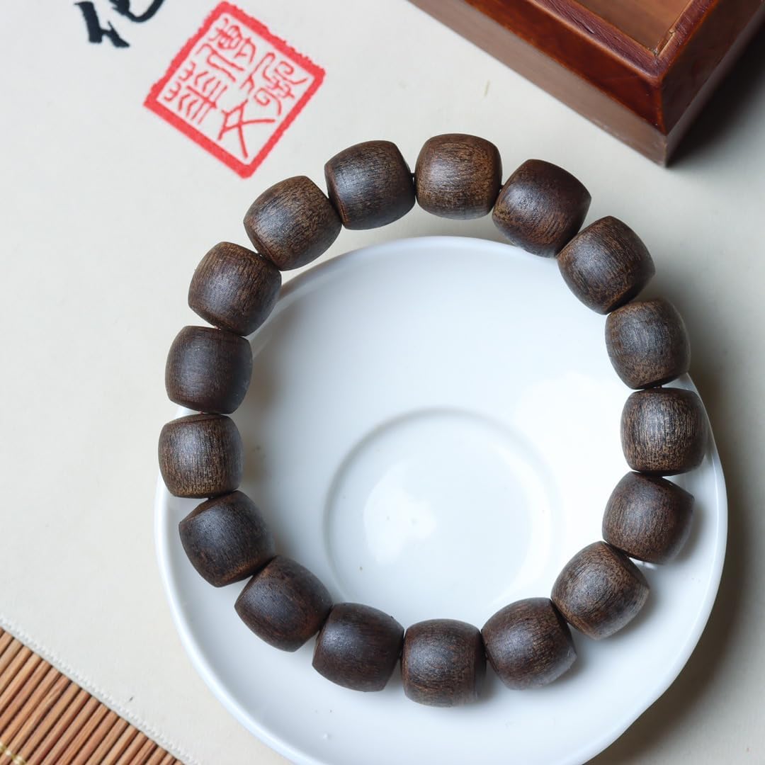 Vietnam Nha Trang Agarwood White Aquilaria Single Strand 12mm*17 Beads Barrel-Shaped Beads Sweet Honey Aroma, Cooling