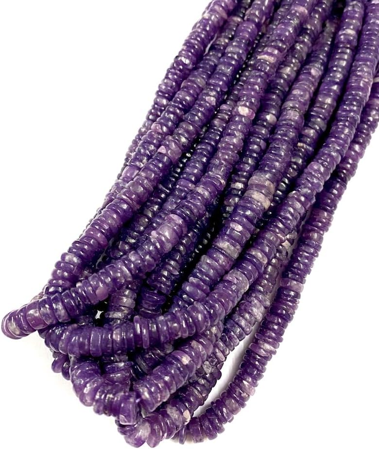 Natural LEPIDOLITE tyre soomth Beads 6x7mm 16 inch Long String Jewelry Making Gemstone Beads for Necklace Bracelet