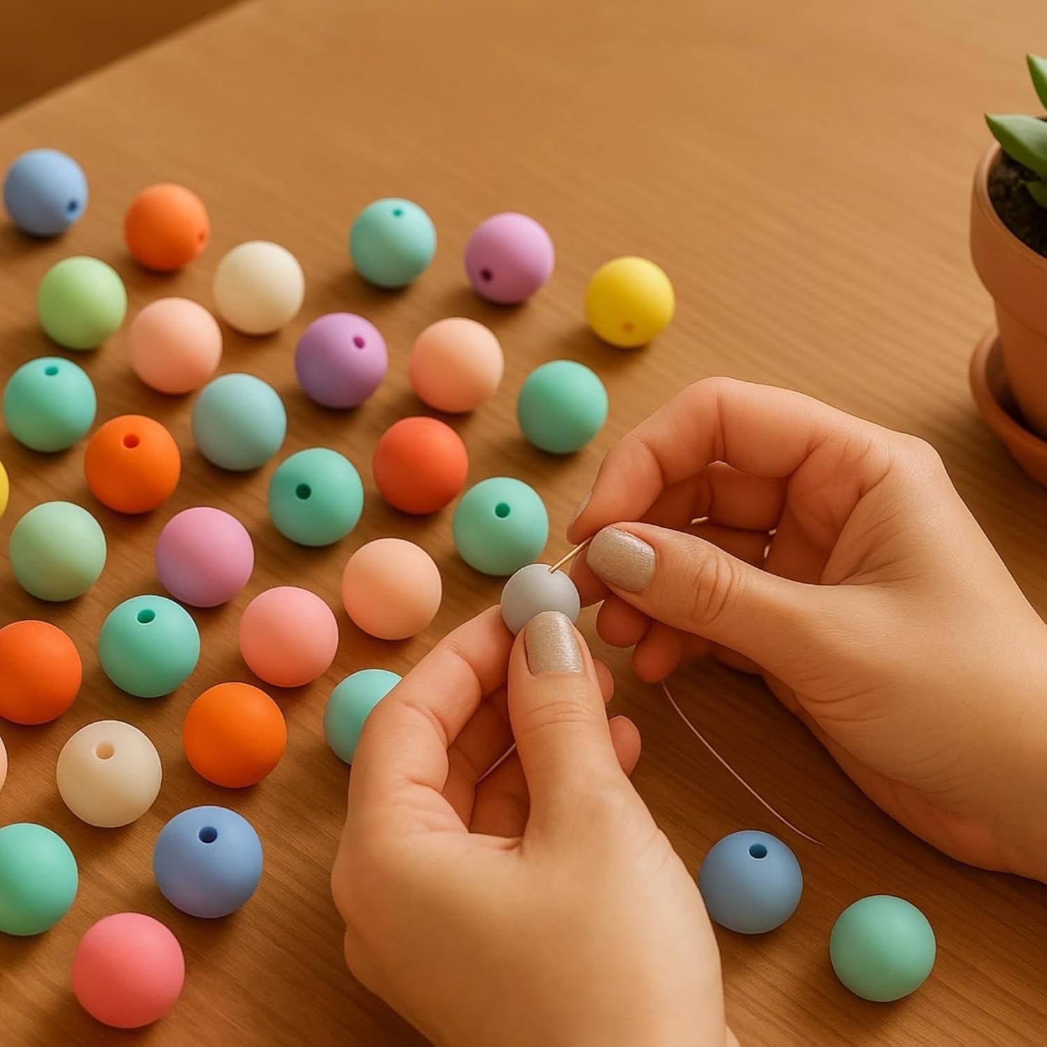 1200 Acrylic Round Beads in Frosted Finish, 12Mm Matte DIY Jewelry Making Kit, Bulk Supplies for Necklaces, Bracelets