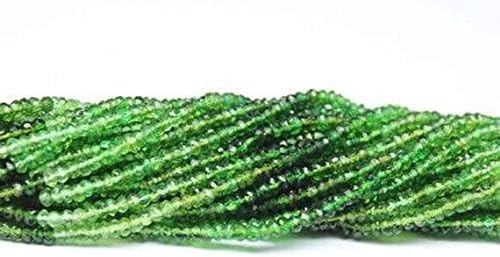 Chrome Green Tourmaline Faceted Micro Rondelle Loose Craft Beads Strand 14 Inch Long 3mm Code-HIGH-1281